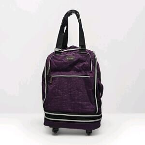 Biaggi Zipsak Folding Expandable Luggage Carry-On Roll Spinner Purple Nylon